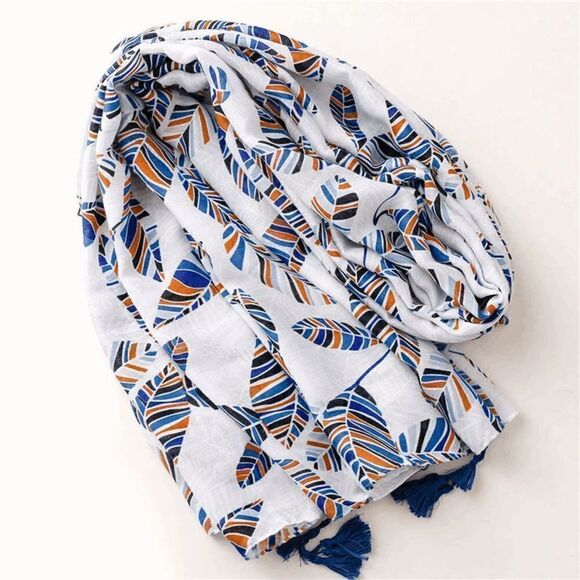 2/$30 Ladies Blue Feather Scarf   - Picture 2 of 9